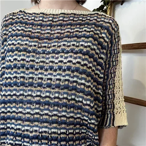 K101- Pull rayé Lurex (Tu) 🇮🇹 (marine) – Image 5