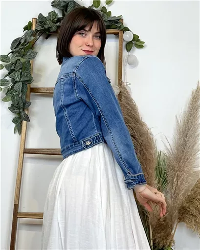 K484- Veste courte Jean Voggo (T36-T44) (denim) – Image 4