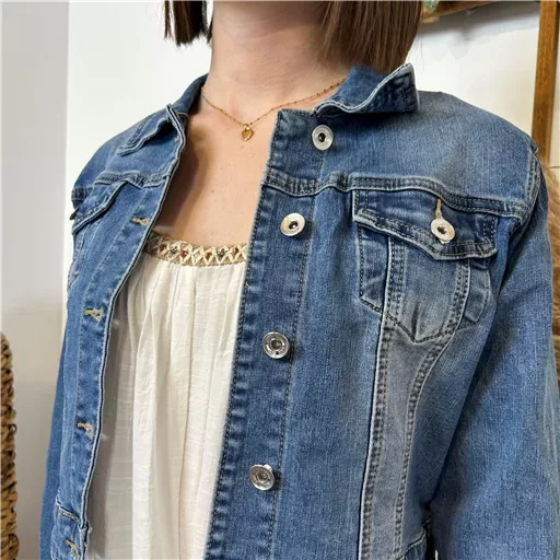 K484- Veste courte Jean Voggo (T36-T44) (denim) – Image 6