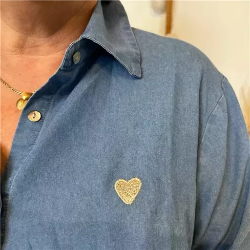 K470- Chemise coton « By One » (T40-T48) (bleu jeans) – Image 7