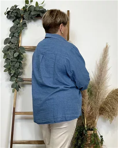 K470- Chemise coton « By One » (T40-T48) (bleu jeans) – Image 4