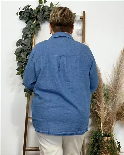 K470- Chemise coton « By One » (T40-T48) (bleu jeans) – Image 6