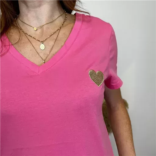 K504- T-shirt Coeur (T36-T40) 🤎 (fuchsia) – Image 4