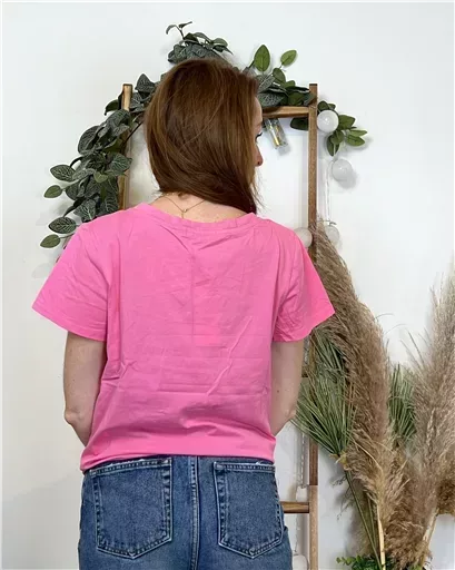 K504- T-shirt Coeur (T36-T40) 🤎 (fuchsia) – Image 5