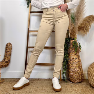 N275- Jean coupe Slim Voggo (T36-T44) (beige)