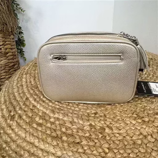 P428- Sac Flora & Co 2 Zips (ecru) – Image 6