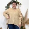 K799- Blouse brodée Christy (T44-T52) (beige)