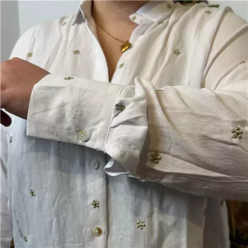 Z762- Blouse brodée Christy (T44-T52) (blanc) – Image 5