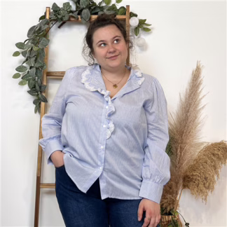 K460- Chemise rayée "Maëlle" (T40-T48) (bleu ciel)