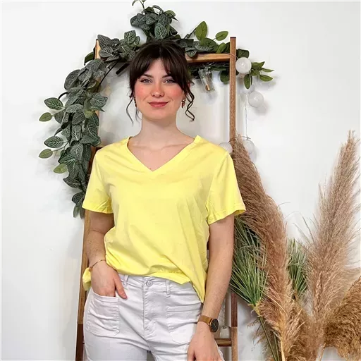 K453- T-shirt Uni (T36-T40) (jaune) – Image 2