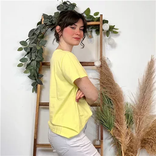 K453- T-shirt Uni (T36-T40) (jaune) – Image 3