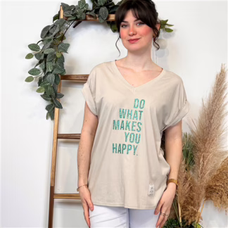 K383- T-shirt Happy (Tu) (beige)