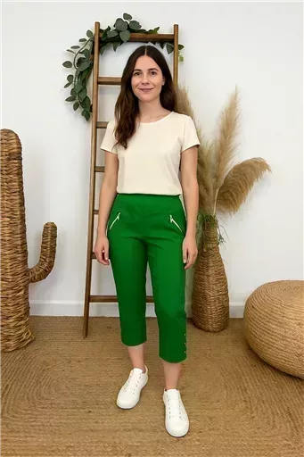 T581- Pantacourt stretch uni JST (T38-T52) (vert brésil) – Image 4