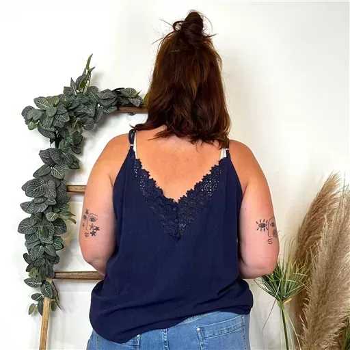 K233- Débardeur Maëlle dos brodé (T40-T48) (marine) – Image 7