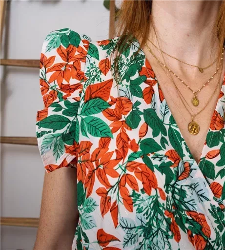 K320- Robe longue feuilles (T36-T40) (rouge) – Image 5