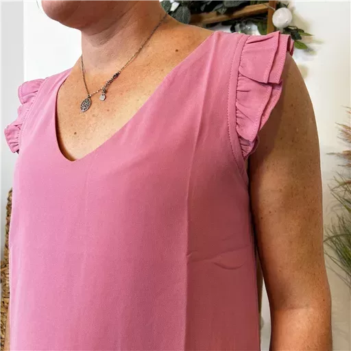 N087- Blouse unie By One (T36-T38) (rose bébé) – Image 6