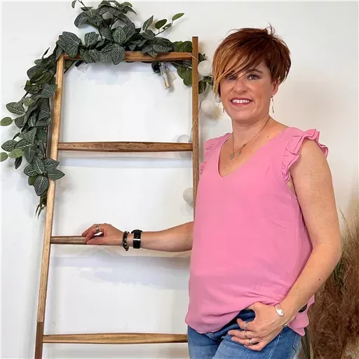 N087- Blouse unie By One (T36-T38) (rose bébé) – Image 3