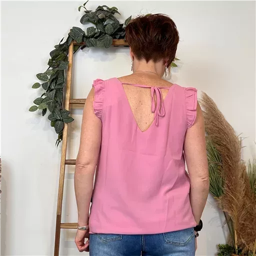 N087- Blouse unie By One (T36-T38) (rose bébé) – Image 5