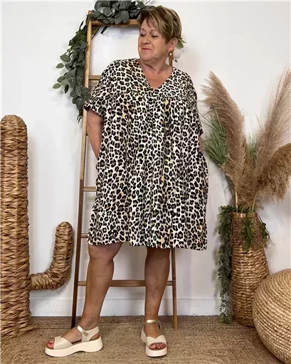 K144- Robe-Short Imprimée (T40-T48) (noir) – Image 4