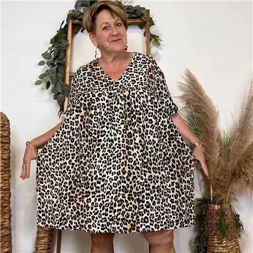 K144- Robe-Short Imprimée (T40-T48) (noir) – Image 2