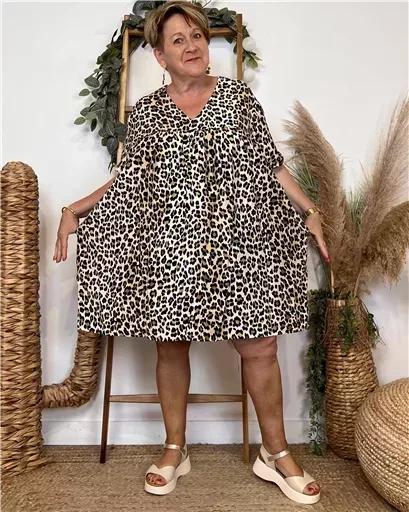 K144- Robe-Short Imprimée (T40-T48) (noir) – Image 7