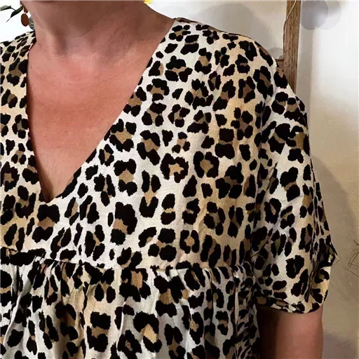 K144- Robe-Short Imprimée (T40-T48) (noir) – Image 6