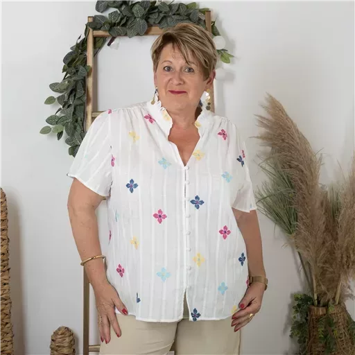 K254- Chemise By One (T40-T48) 🌸 (blanc) – Image 3