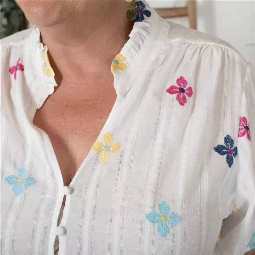 K254- Chemise By One (T40-T48) 🌸 (blanc) – Image 5