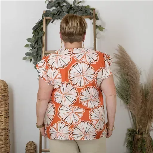 Z165-Chemisier imprimée Christy (T44-T52) (rouge) – Image 4