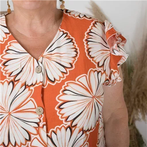 Z165-Chemisier imprimée Christy (T44-T52) (rouge) – Image 5