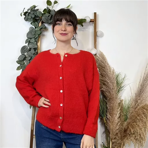 K583- Gilet Classique "Maëlle" (Tu) (rouge) – Image 2