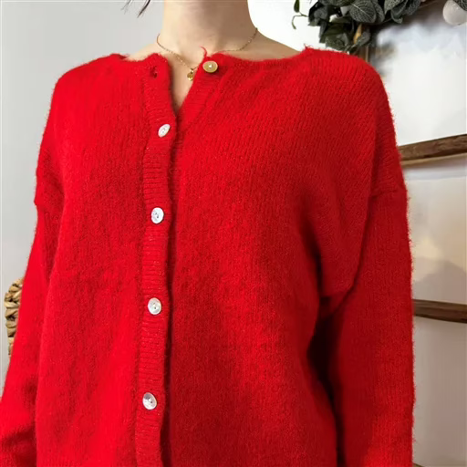 K583- Gilet Classique "Maëlle" (Tu) (rouge) – Image 5