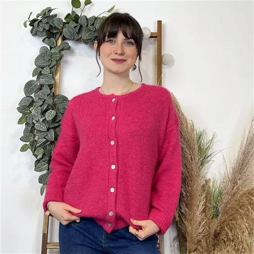 K583- Gilet Classique "Maëlle" (Tu) (fuchsia) – Image 2