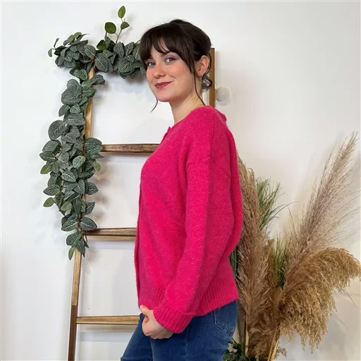 K583- Gilet Classique "Maëlle" (Tu) (fuchsia) – Image 3