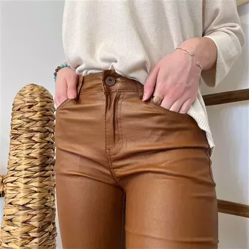 M969- Jean slim Enduit (T36-T44) (camel) – Image 6