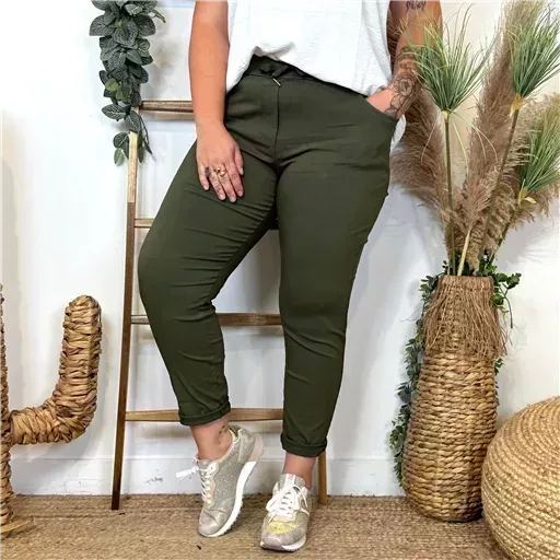 Z149- Pantalon stretch C'Mélodie 🇮🇹 (kaki) – Image 2