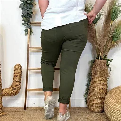 Z149- Pantalon stretch C'Mélodie 🇮🇹 (kaki) – Image 4