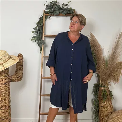 Z305- Chemise Coton Curvy 🇮🇹 (marine) – Image 2