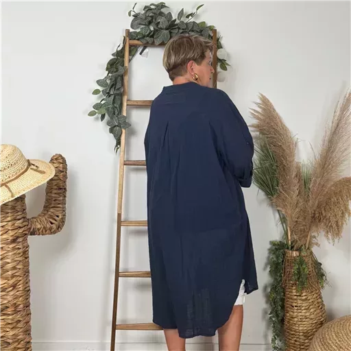 Z305- Chemise Coton Curvy 🇮🇹 (marine) – Image 4