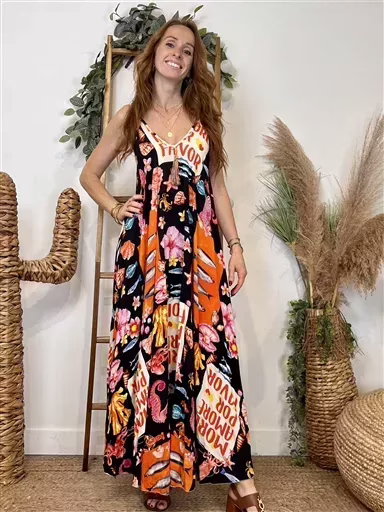 L133- Robe Fluide pompon (Tu) 🇮🇹 (multicolore) – Image 3