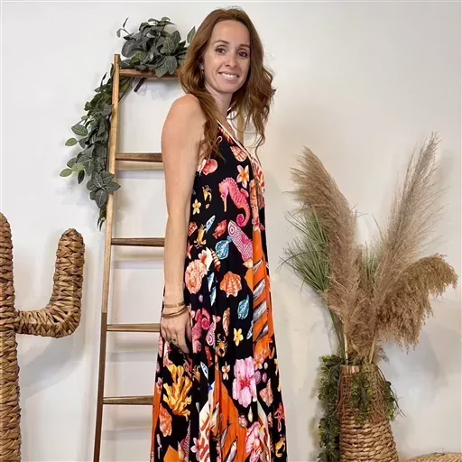 L133- Robe Fluide pompon (Tu) 🇮🇹 (multicolore) – Image 2