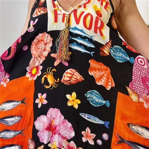 L133- Robe Fluide pompon (Tu) 🇮🇹 (multicolore) – Image 5