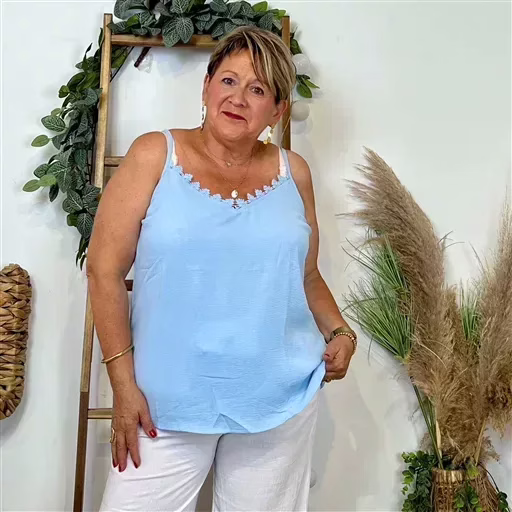 Z142- Débardeur Christy (T44-T52) (bleu ciel) – Image 2