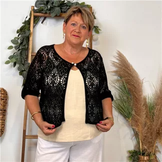 Z538- Gilet court Ajouré 🇮🇹 (noir)