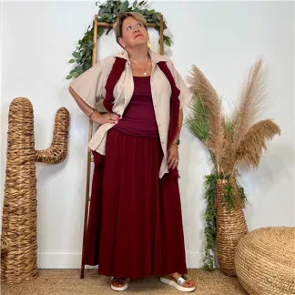 Z978- Jupe Fluide élastiquée 🇮🇹 (bordeaux)