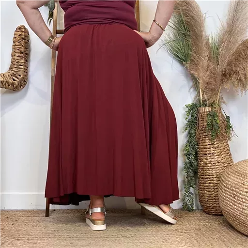 Z978- Jupe Fluide élastiquée 🇮🇹 (bordeaux) – Image 5