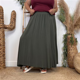 Z978- Jupe Fluide élastiquée 🇮🇹 (kaki)