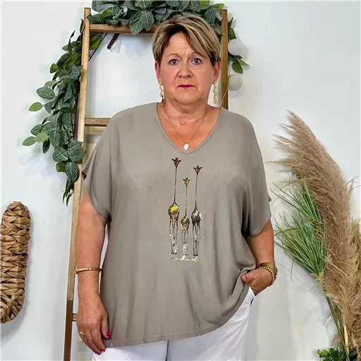 Z145- T-Shirt Girafes (Gt) 🇮🇹 (taupe) – Image 2