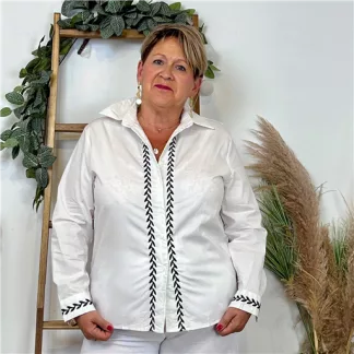Blouse brodée Christy (T44-T52) (blanc)