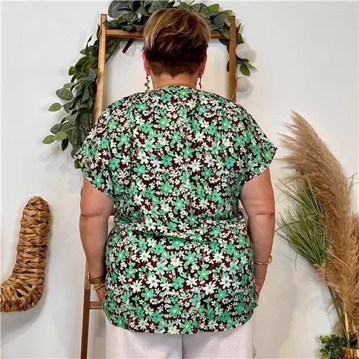 Z747- Top Christy Fleuri (T44-T52) 💐 (vert) – Image 4